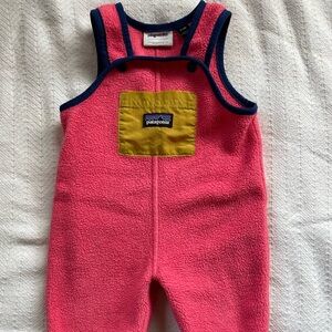 Patagonia Kids Pink Fleece Overalls 3-6m
